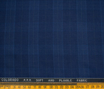 Raymond Men's Polyester Viscose Checks  Unstitched Suiting Fabric (Royal Blue)