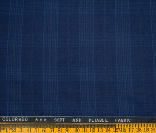 Raymond Men's Polyester Viscose Checks  Unstitched Suiting Fabric (Royal Blue)