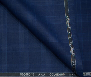 Raymond Men's Polyester Viscose Checks  Unstitched Suiting Fabric (Royal Blue)