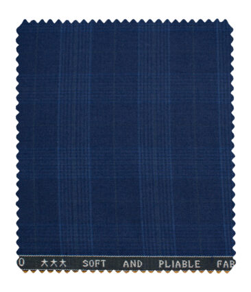 Raymond Men's Polyester Viscose Checks  Unstitched Suiting Fabric (Royal Blue)