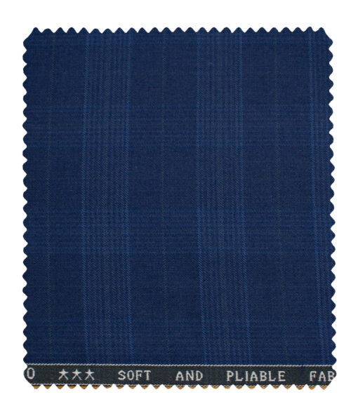 Raymond Men's Polyester Viscose Checks  Unstitched Suiting Fabric (Royal Blue)