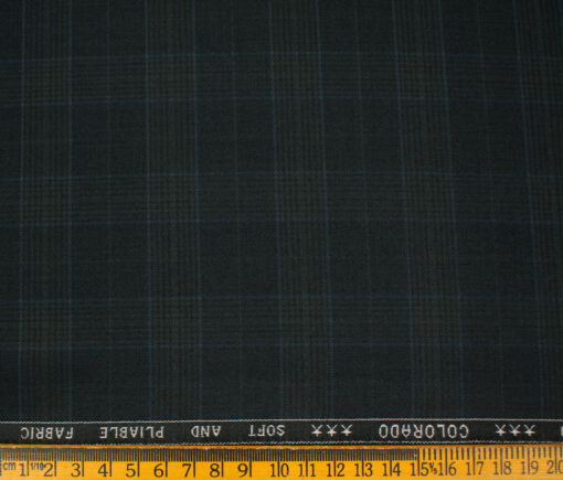 Raymond Men's Polyester Viscose Checks  Unstitched Suiting Fabric (Black & Blue)