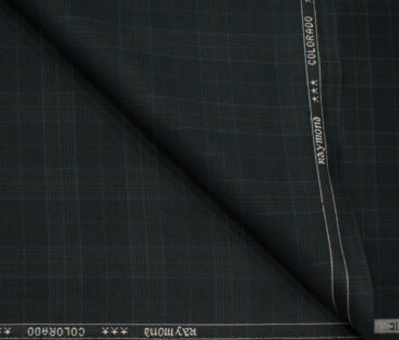 Raymond Men's Polyester Viscose Checks  Unstitched Suiting Fabric (Black & Blue)