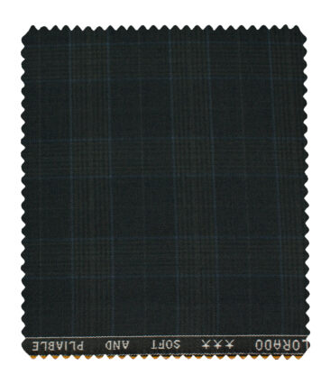 Raymond Men's Polyester Viscose Checks  Unstitched Suiting Fabric (Black & Blue)