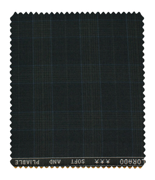 Raymond Men's Polyester Viscose Checks  Unstitched Suiting Fabric (Black & Blue)