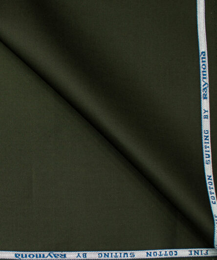 Raymond Men's Cotton Solids  Unstitched Trouser Fabric (Dark Green)
