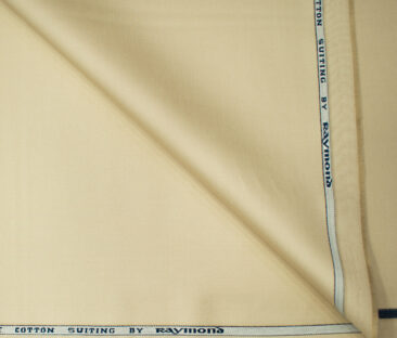 Raymond Men's Cotton Solids  Unstitched Trouser Fabric (Egg nog Beige)