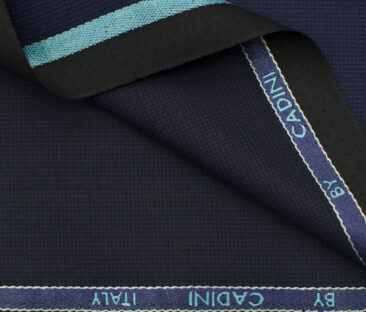 Cadini Men's Polyester Viscose Structured 3.75 Meter Unstitched Suiting Fabric (Dark Royal Blue)