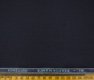 Cadini Men's Polyester Viscose Structured 3.75 Meter Unstitched Suiting Fabric (Dark Royal Blue)