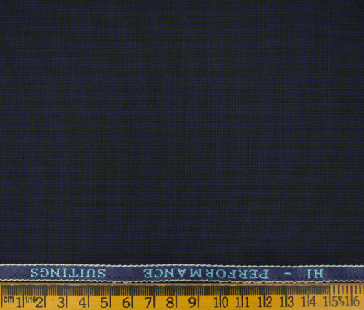 Cadini Men's Polyester Viscose Structured 3.75 Meter Unstitched Suiting Fabric (Dark Royal Blue)