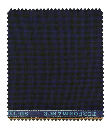 Cadini Men's Polyester Viscose Structured 3.75 Meter Unstitched Suiting Fabric (Dark Royal Blue)