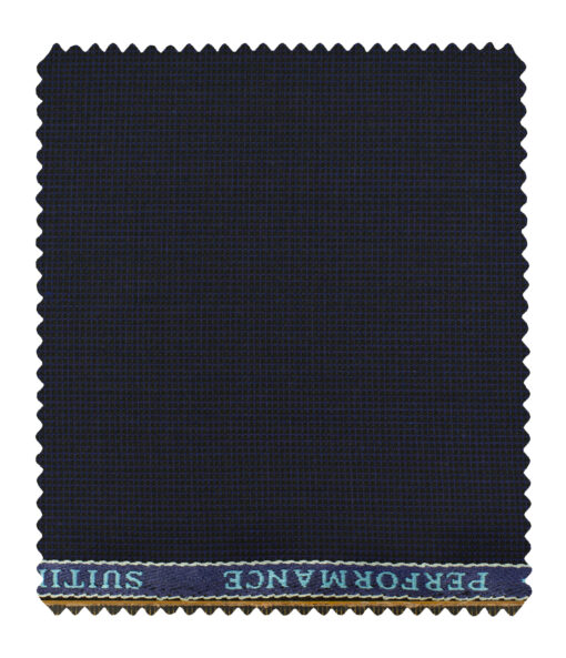 Cadini Men's Polyester Viscose Structured 3.75 Meter Unstitched Suiting Fabric (Dark Royal Blue)