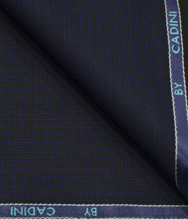 Cadini Men's Polyester Viscose Structured 3.75 Meter Unstitched Suiting Fabric (Dark Royal Blue)