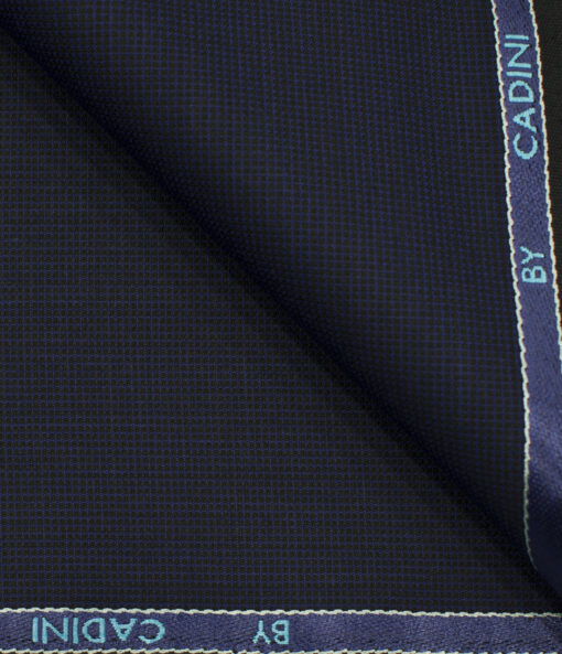 Cadini Men's Polyester Viscose Structured 3.75 Meter Unstitched Suiting Fabric (Dark Royal Blue)