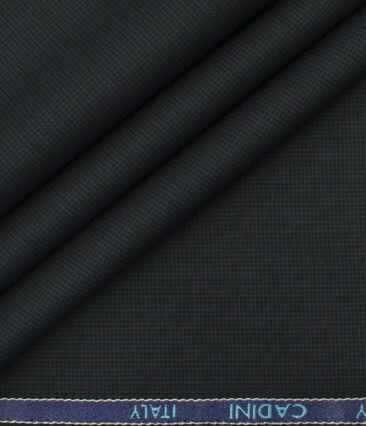 Cadini Men's Polyester Viscose Structured 3.75 Meter Unstitched Suiting Fabric (Dark Pine Green)