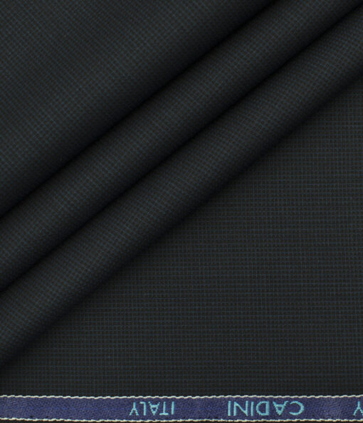 Cadini Men's Polyester Viscose Structured 3.75 Meter Unstitched Suiting Fabric (Dark Pine Green)