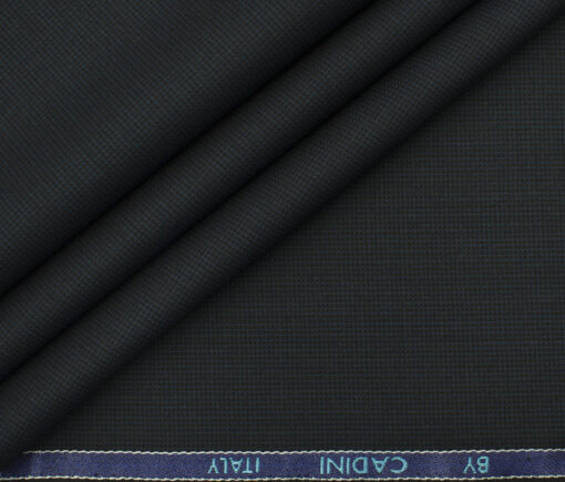 Cadini Men's Polyester Viscose Structured 3.75 Meter Unstitched Suiting Fabric (Dark Pine Green)