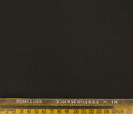 Cadini Men's Polyester Viscose Structured 3.75 Meter Unstitched Suiting Fabric (Mocha Brown)