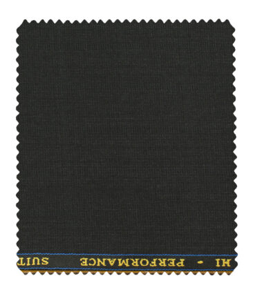 Cadini Men's Polyester Viscose Checks 3.75 Meter Unstitched Suiting Fabric (Dark Grey)