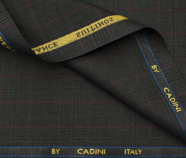 Cadini Men's Polyester Viscose Checks 3.75 Meter Unstitched Suiting Fabric (Dark Grey)