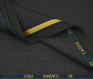 Cadini Men's Polyester Viscose Checks 3.75 Meter Unstitched Suiting Fabric (Dark Grey)