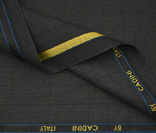 Cadini Men's Polyester Viscose Checks 3.75 Meter Unstitched Suiting Fabric (Dark Grey)