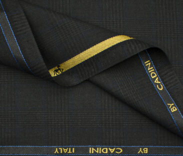 Cadini Men's Polyester Viscose Checks 3.75 Meter Unstitched Suiting Fabric (Blackish Grey)