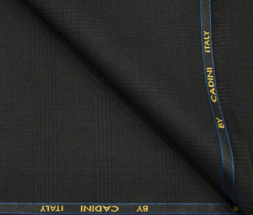 Cadini Men's Polyester Viscose Checks 3.75 Meter Unstitched Suiting Fabric (Blackish Grey)