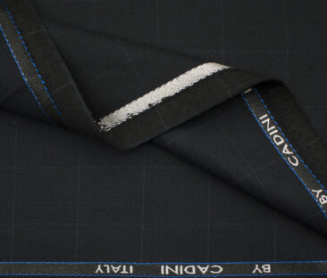 Cadini Men's Polyester Viscose Checks 3.75 Meter Unstitched Suiting Fabric (Dark  Navy Blue)