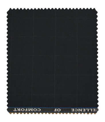 Cadini Men's Polyester Viscose Checks 3.75 Meter Unstitched Suiting Fabric (Dark  Navy Blue)