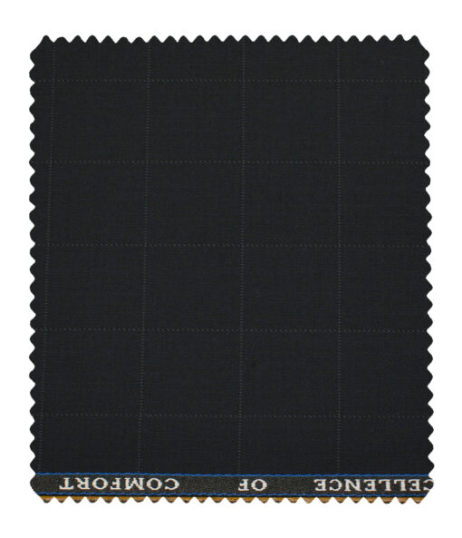Cadini Men's Polyester Viscose Checks 3.75 Meter Unstitched Suiting Fabric (Dark  Navy Blue)