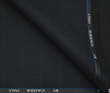 Cadini Men's Polyester Viscose Checks 3.75 Meter Unstitched Suiting Fabric (Dark  Navy Blue)