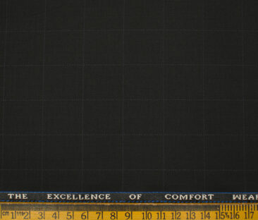 Cadini Men's Polyester Viscose Checks 3.75 Meter Unstitched Suiting Fabric (Black)