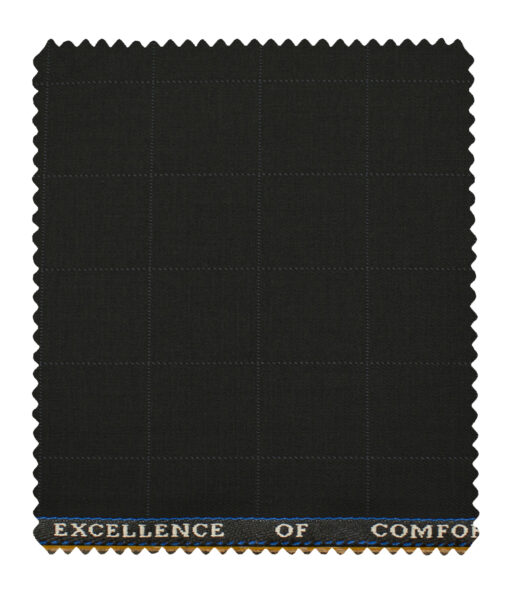 Cadini Men's Polyester Viscose Checks 3.75 Meter Unstitched Suiting Fabric (Black)