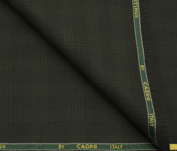 Cadini Men's Polyester Viscose Checks 3.75 Meter Unstitched Suiting Fabric (Dark Green)