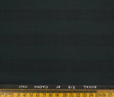 Cadini Men's Terry Rayon Checks 3.75 Meter Unstitched Suiting Fabric (Dark Pine Green)