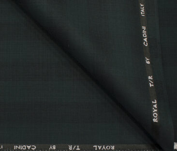 Cadini Men's Terry Rayon Checks 3.75 Meter Unstitched Suiting Fabric (Dark Pine Green)
