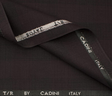 Cadini Men's Terry Rayon Checks 3.75 Meter Unstitched Suiting Fabric (Dark Wine )