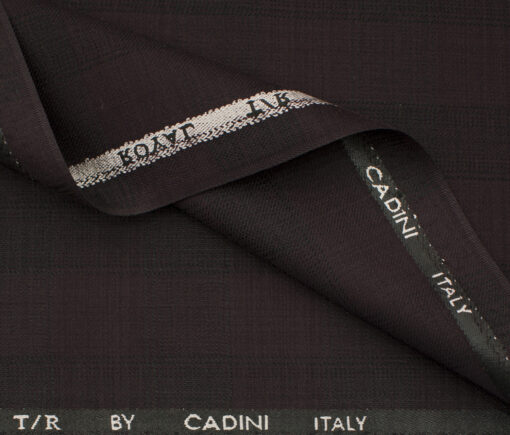 Cadini Men's Terry Rayon Checks 3.75 Meter Unstitched Suiting Fabric (Dark Wine )