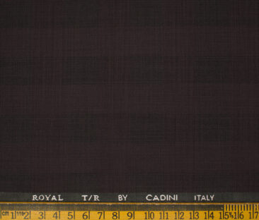 Cadini Men's Terry Rayon Checks 3.75 Meter Unstitched Suiting Fabric (Dark Wine )