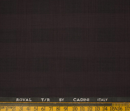 Cadini Men's Terry Rayon Checks 3.75 Meter Unstitched Suiting Fabric (Dark Wine )