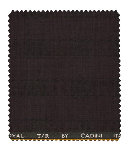 Cadini Men's Terry Rayon Checks 3.75 Meter Unstitched Suiting Fabric (Dark Wine )