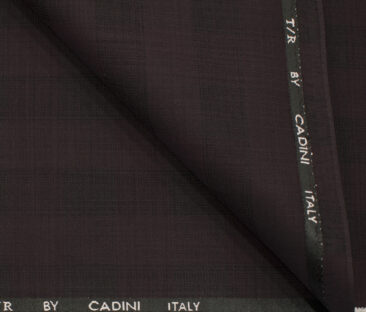 Cadini Men's Terry Rayon Checks 3.75 Meter Unstitched Suiting Fabric (Dark Wine )