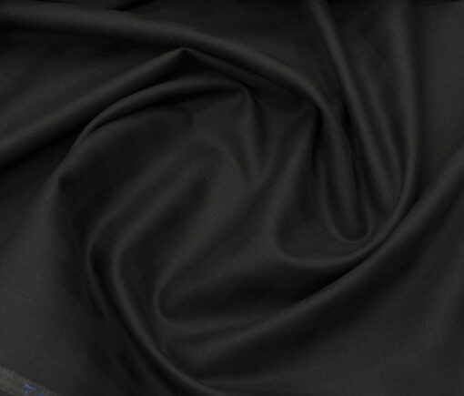 Cadini Men's Terry Rayon Checks 3.75 Meter Unstitched Suiting Fabric (Black)