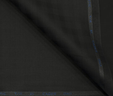 Cadini Men's Terry Rayon Checks 3.75 Meter Unstitched Suiting Fabric (Black)