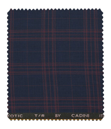 Cadini Men's Polyester Viscose Checks 3.75 Meter Unstitched Suiting Fabric (Royal Blue)