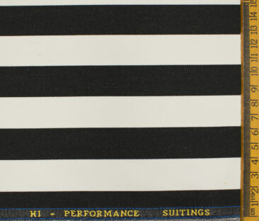 Cadini Men's Terry Rayon Striped 3.75 Meter Unstitched Suiting Fabric (Cream)