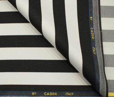 Cadini Men's Terry Rayon Striped 3.75 Meter Unstitched Suiting Fabric (Cream)