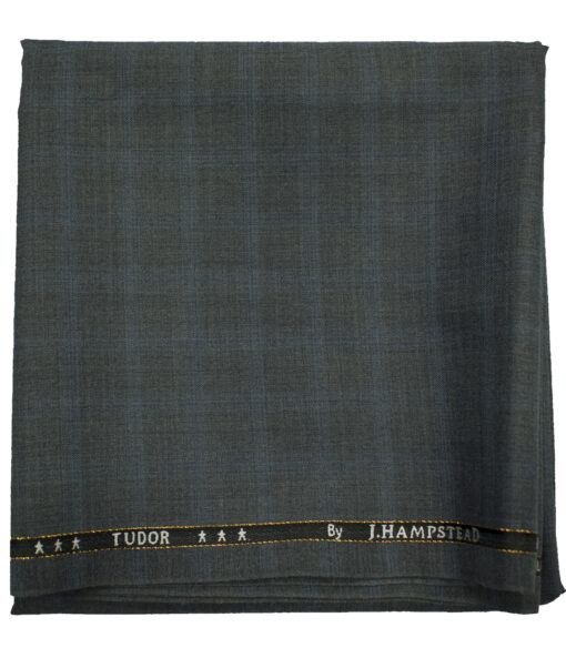 J.Hampstead Men's Wool Checks Super 120's 1.30 Meter Unstitched Trouser Fabric (Grey)