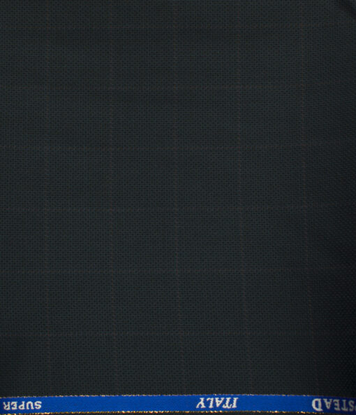 J.Hampstead Men's Wool Checks Super 120's 1.30 Meter Unstitched Trouser Fabric (Dark Blue)